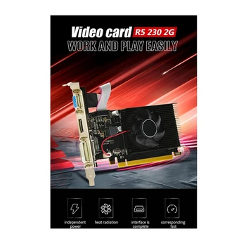 1 шт. Видеокарта R5 230 2 ГБ GDDR3 -совместимая видеокарта DVI-D VGA, черная