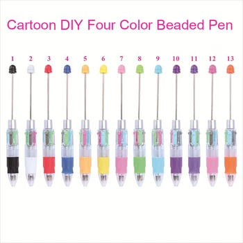13шт Новая 4-цветная шариковая ручка с бисером, ручки с бисером, студенческие канцелярские принадлежности, Пластиковая подарочная ручка, школьные канцелярские принадлежности