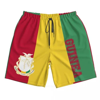 2023 Летний полиэфирный флаг Гвинеи, мужские шорты с 3D-принтом, Пляжные летние брюки для бега с карманами