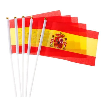 5шт Испанских Размахивающих Рукой Флагов Испании для Спортивных Баннеров с Гербом, Открывающихся на открытом воздухе