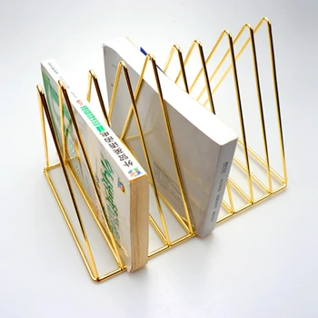 9-решетчатая Металлическая треугольная книжная полка в скандинавском стиле в стиле минимализма, настольный офис, органайзер для файлов, журналов, книг, стеллаж для домашнего хранения