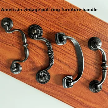 96-мм Американское винтажное кольцо, подвеска, Мебельная дверная ручка, Антикварный бронзовый шкаф, кухонный шкаф, ручка ящика комода