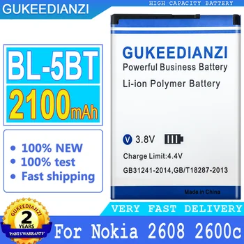 BL-5BT 2100mAh Сменный Аккумулятор Мобильного Телефона Высокой Емкости Для Nokia 2608 2600c 7510a 7510s N75 Smartphon Batteries