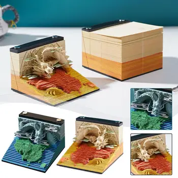 Dragon 3D Блокнот 3D Art 2024 Еженедельный Календарь Блокнот для заметок Вырезка из бумаги 3D Модель 3D Блокноты для заметок Липкий Подарок G6E3