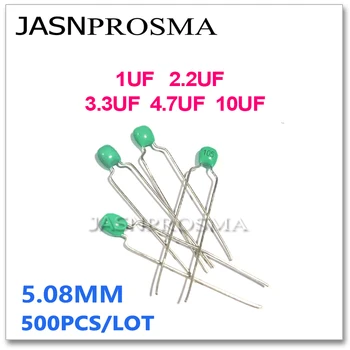 JASNPROSMA зеленый Монолитный керамический конденсатор 500ШТ 63В 1 МКФ 2,2 МКФ 3,3 МКФ 4,7 МКФ 10 МКФ 105 225 335 475 106 5,08 мм K 10%