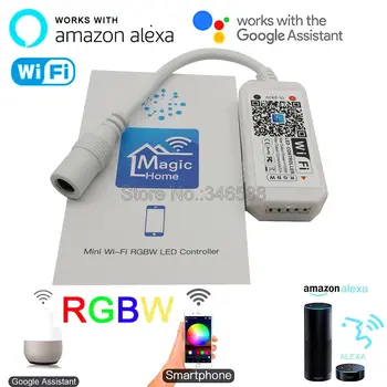 Magic Home Mini Wifi RGBW Светодиодный Контроллер Постоянного тока 5-24 В, Приложение Для смартфона, Управление Alexa Google Home, Голосовое Управление для 5050 RGBW Strip 12V