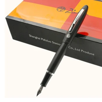 Picasso Pimio 932 Матово-черная перьевая ручка-бочонок 0,5 мм с тонким пером с серебряной отделкой, Чернильная ручка, роскошный Подарочный набор ручек для письма