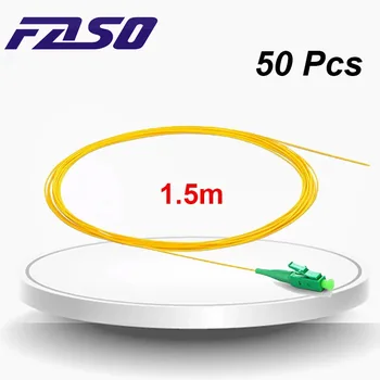 [Бесплатная Доставка] FASO 50шт Волоконно-оптическая косичка LC APC SM SX Core G657A2 0,9 мм Косичка LSZH Желтая куртка 1,5 м