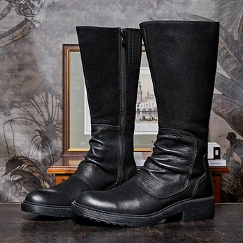 Ботинки British locomotive, мужская обувь с высоким берцем, осенне-зимние ботинки на платформе с застежкой-молнией, трендовые мужские рабочие ботинки