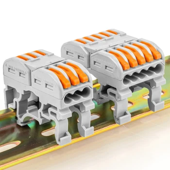 Быстроразъемные кабельные разъемы на DIN-рейке 3 /5Pin Универсальный компактный проводник с пружинным соединением Разъем для проводки Вставная клеммная колодка