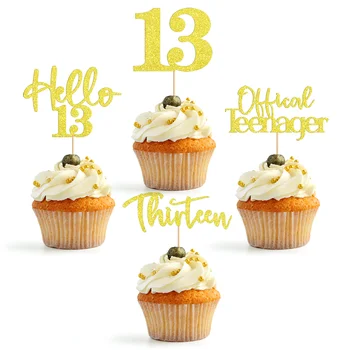 Вечеринка из 24 предметов, официальное украшение для кексов на 13-й день рождения, чашка для подростков, Топпер для торта