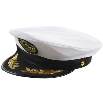Взрослая яхта, Шляпа капитана, темно-синяя кепка, Маскарадный костюм моряка, Маскарадный костюм для вечеринки, черный + белый