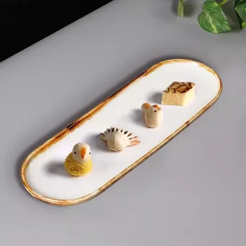 Винтажная креативная керамическая тарелка с длинной полосой Ресторанная Тарелка для суши Десертная тарелка для Дим-самов Фирменная посуда молекулярной кухни