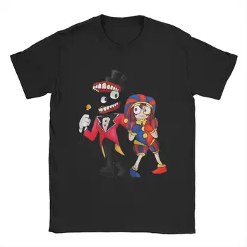 Винтажные футболки The Amazing Digital Circus, мужская футболка из 100% хлопка с круглым вырезом, футболки Pomni Ragatha Caine, одежда больших размеров