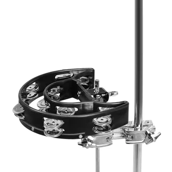 Двухрядная погремушка для барабанной установки, клипсовая подставка для хай-хэтов, удлиненный ручной звонок, прочный двухрядный ручной звонок для джазовых барабанов