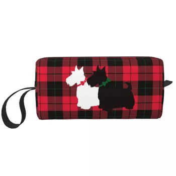 Дорожная Клетчатая Сумка Для Туалетных Принадлежностей Scottie Dog Kawaii Scottish Terrier Makeup Косметический Органайзер Для Женщин Beauty Storage Dopp Kit Box