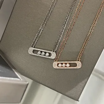 Европейские роскошные ювелирные изделия из стерлингового серебра s925 пробы, очаровательное женское ожерелье-циркон, раздвижной дизайн, подарок для вечеринки - Бесплатная доставка