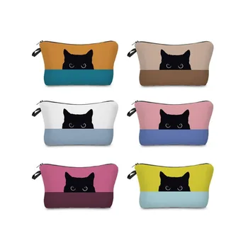Женская косметика с рисунком кота, сумка-органайзер для путешествий, косметички для женщин, портативные сумки для хранения для леди, сумка для туалетных принадлежностей Cawaii