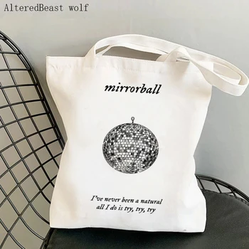 Женские сумки с принтом для покупателей Иллюстрация Mirroball Экологическое хранение Многоразовая холщовая сумка через плечо школьная сумка