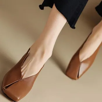 Женские туфли-лодочки с квадратным носком, весенне-осенние легкие босоножки, модная обувь на шнуровке, женская рабочая обувь, удобная для работы2023
