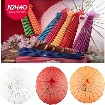 Женский зонт из шелковой ткани, японский зонт для древних танцев в цвету сакуры, Декоративный зонт в китайском стиле, зонт из промасленной бумаги