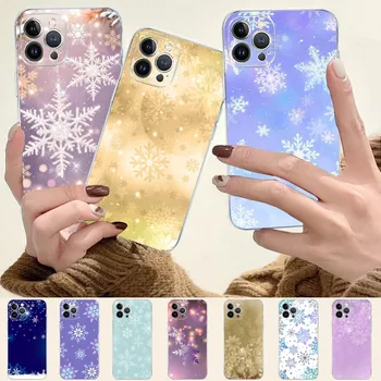 Зимний Рождественский Чехол Для Телефона Snowflake Для iPhone 15 XR X XS Max 14 13 Pro Max 11 12 Mini 6 7 8 plus SE 2020 С Принтом