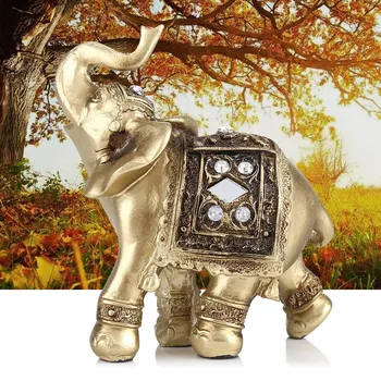 Золотой цвет, Элегантная статуэтка Слона, украшение, статуэтка, декор для домашнего офиса, подарок