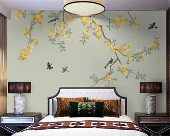 Изготовленная на заказ фреска 3d обои в китайском стиле ручная роспись тщательное украшение стен гостиной спальни на фоне цветов и птиц