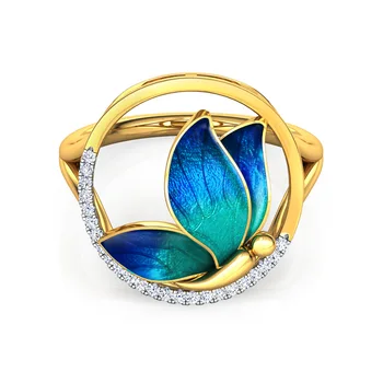 Изысканные кольца-бабочки с голубой эмалью, Коктейльное кольцо из белого хрусталя, Обручальные кольца для новобрачных, ювелирные изделия для помолвки, подарки для влюбленных