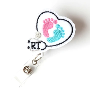 Медицинская Выдвижная катушка для стетоскопа Heart Baby Feet RN для больницы/Держатель идентификационного значка для медсестры