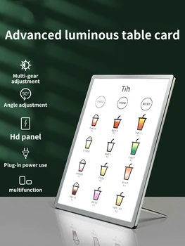Мобильный светодиодный светильник формата A4 для ресторана высокого класса, экран дисплея с прайс-листом на продукцию, дисплей с USB-портом, новый стиль