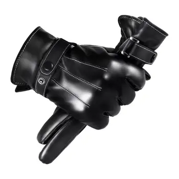 Мотоциклетные перчатки из искусственной кожи, мотоциклетные перчатки для мужчин, плюшевые теплые зимние перчатки для рук, мужские аксессуары для мотоциклов