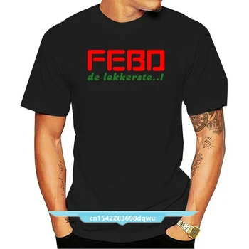 Мужская черно-белая футболка с пользовательским логотипом FEBO DE LEKKERSTE из 100% хлопка с коротким рукавом