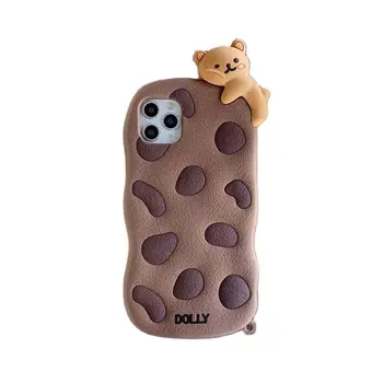 Мультфильм Cookie Bear 3D Чехол для iPhone 13 12 Pro Max Задняя Крышка Телефона для 12 Mini 11 Pro X XS XR 8 7 Plus SE 2020 Capa