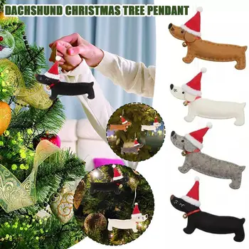 Мультяшная милая собака-такса, подвеска в виде Рождественской елки, Нетканый материал, Рождественские подвесные украшения, украшение для дома, Рождественский подарок