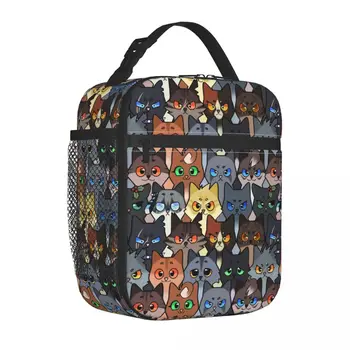 Наборы Warrior Cat Термоизолированная сумка для ланча для школы, милый многоразовый контейнер для ланча, детский кулер, термос для ланча