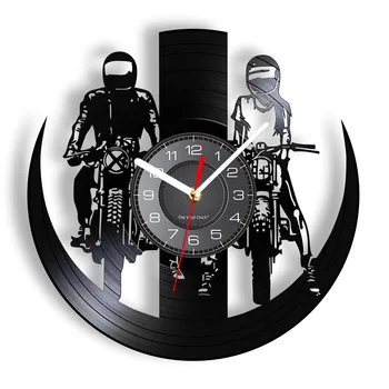 Настенные часы для мотоцикла, Гараж, Виниловая Пластинка, Гоночная трасса, Бесшумный кварцевый Часовой Механизм, Пещера, Мастерская, Декор Для мотоциклистов, Светодиодная подсветка