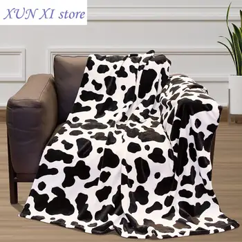 Новое милое одеяло с рисунком коровы, Мягкое теплое плюшевое одеяло, флисовая фланель, легкие дорожные одеяла, Уютный всесезонный диван