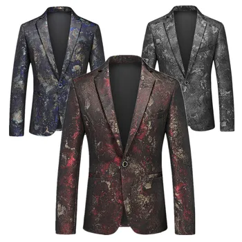 Новый мужской жаккардовый пиджак большого размера 6XL, мужское деловое светское свадебное платье для выпускного вечера, блейзер, пальто