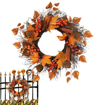 Осенний венок, украшения для дверей Фермерского дома, Венки для осеннего урожая, Великолепные Реалистичные Красочные Осенние украшения для венков на осень