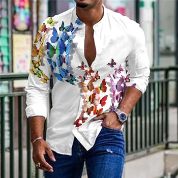 Осенняя мужская рубашка 2023 года, креативный принт, повседневный Офисный Спортивный Фитнес, модный тренд Весны И лета, Новая Горячая распродажа