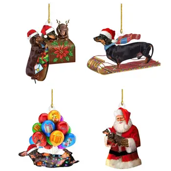 Отличное качество изготовления, Рождественская подвеска, Акриловая декоративная практичная Рождественская елка, подвесная подвеска в виде таксы, украшение для дома