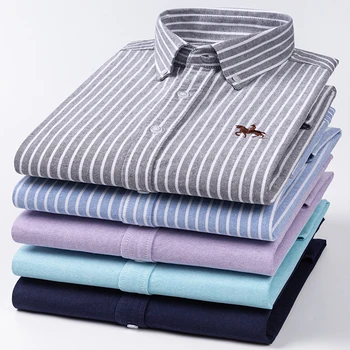 Плюс размер 6XL, мужские рубашки с длинным рукавом из 100% хлопка, Оксфордская облегающая официальная рубашка без кармана, белые топы, офисная одежда