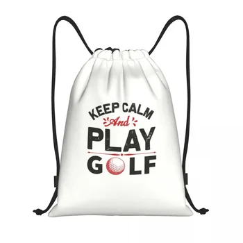 Пользовательские Сохраняйте спокойствие и играйте в гольф, сумка на шнурке для тренировок, рюкзаки для йоги, женские Мужские рюкзаки для игроков в гольф, Спортивные рюкзаки для спортзала