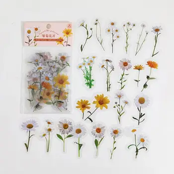 Прекрасная наклейка для альбома с цветочными вырезками, бесследная наклейка для ведения цветочного журнала, ассорти винтажных стикеров для ежедневника из натуральных цветов, сделай САМ