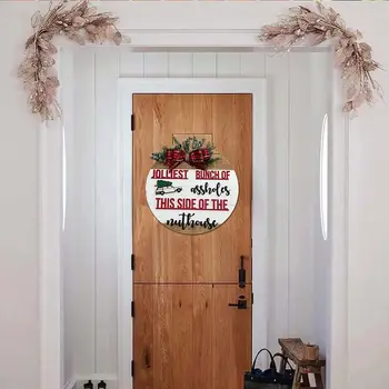 Принадлежности для вечеринок, Рождественские венки, Декор двери, 11,8-дюймовая Рождественская дверная вывеска, Деревянная Прикольная Дверная табличка, Внутреннее и наружное украшение