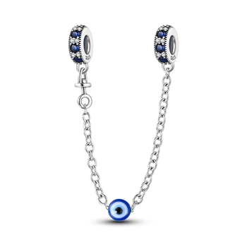 Прохладный браслет Pandora из стерлингового серебра 925 пробы с голубыми вращающимися глазами, подарок для ювелирных изделий своими руками на День Святого Валентина для женщин