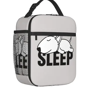 Спящий Бультерьер, термоизолированные сумки для ланча, женские сумки с мультяшными животными, сменная сумка для ланча для детей, школьный ящик для хранения продуктов