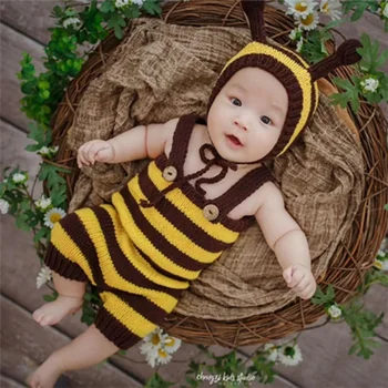 Сто дней одежды Шерстяная детская шапочка для пчелки, реквизит для фотосъемки годовалого ребенка, реквизит для фотосъемки новорожденных 신생아사진