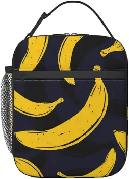 Сумка для ланча с бананом в стиле поп-арт для мужчин, Женская сумка-тоут, изолированные сумки-холодильники, Многоразовый термос для ланча в колледже, работы, Офиса, пикника